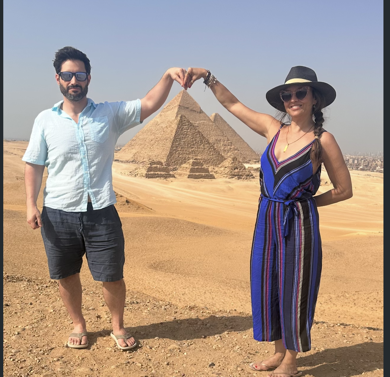 Patrick and Kendra at the pyramids of Giza