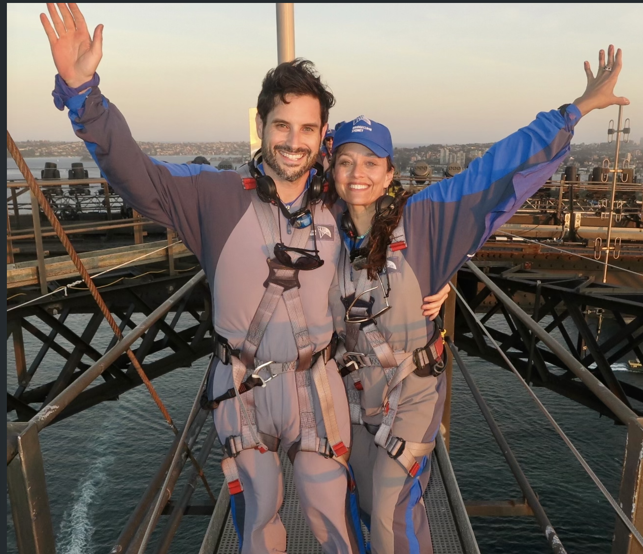 Patrick and Kendra climbing the Sydney Harbour Bridge
